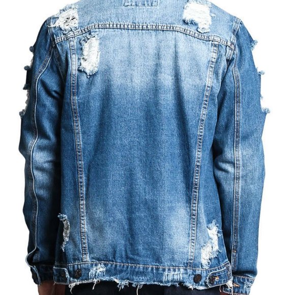 *SOLD* Victorious Indigo Distressed Trucker Jacket - Picture 4 of 5